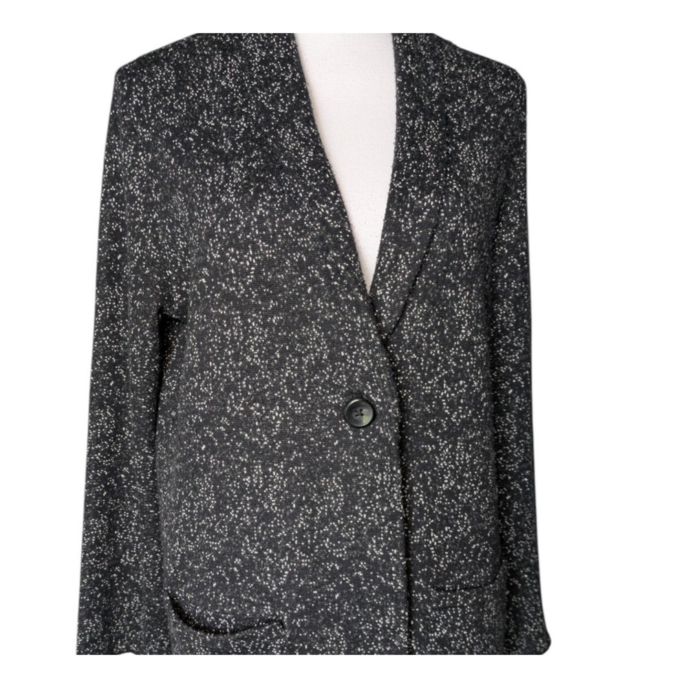 J Jill Black White Wool Blend Button Duster Cardigan Sweater Size Small Speckled - Picture 4 of 6